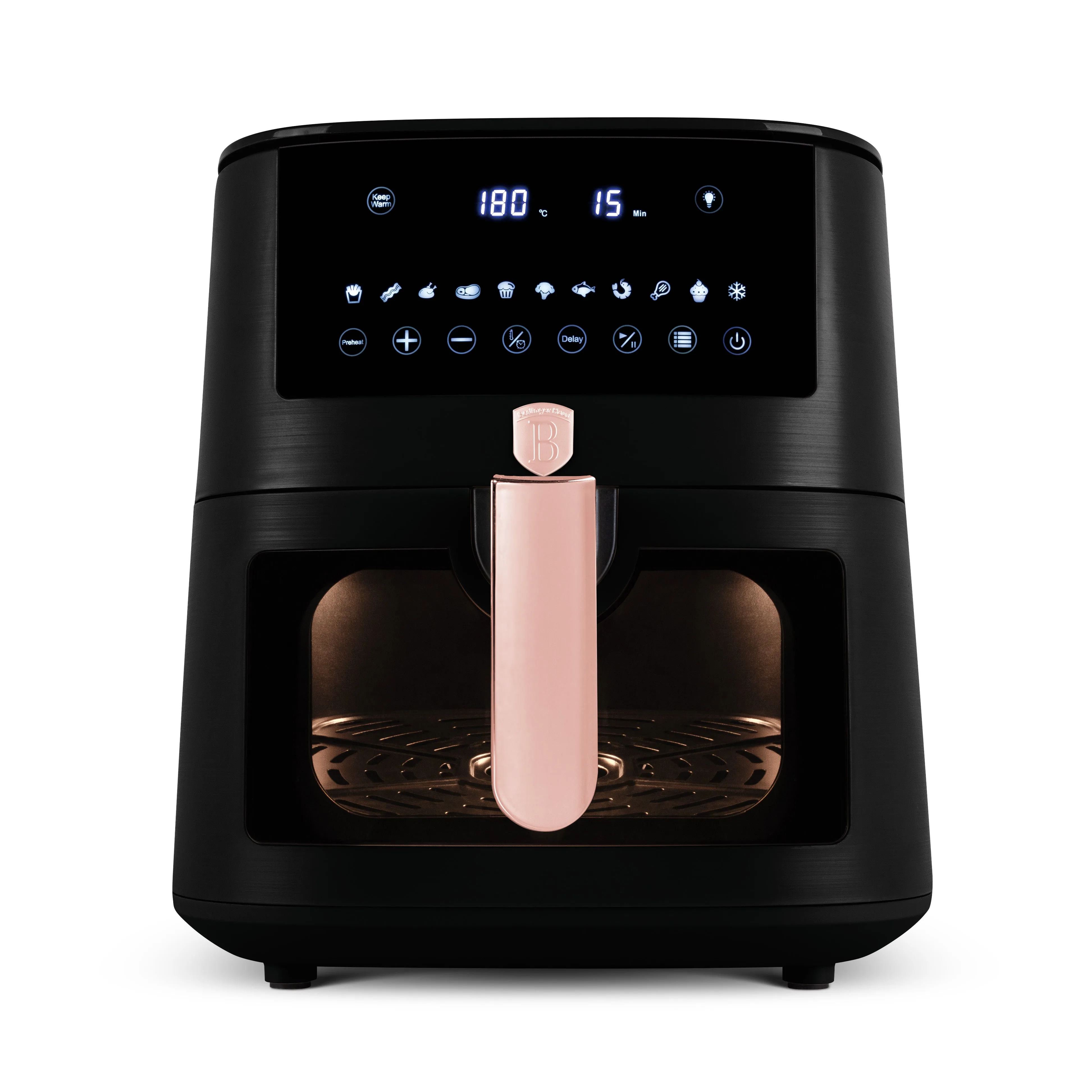 Airfryer cu Ecran Digital și Fereastră Vizibilă (8 L), Negru-Rose Gold