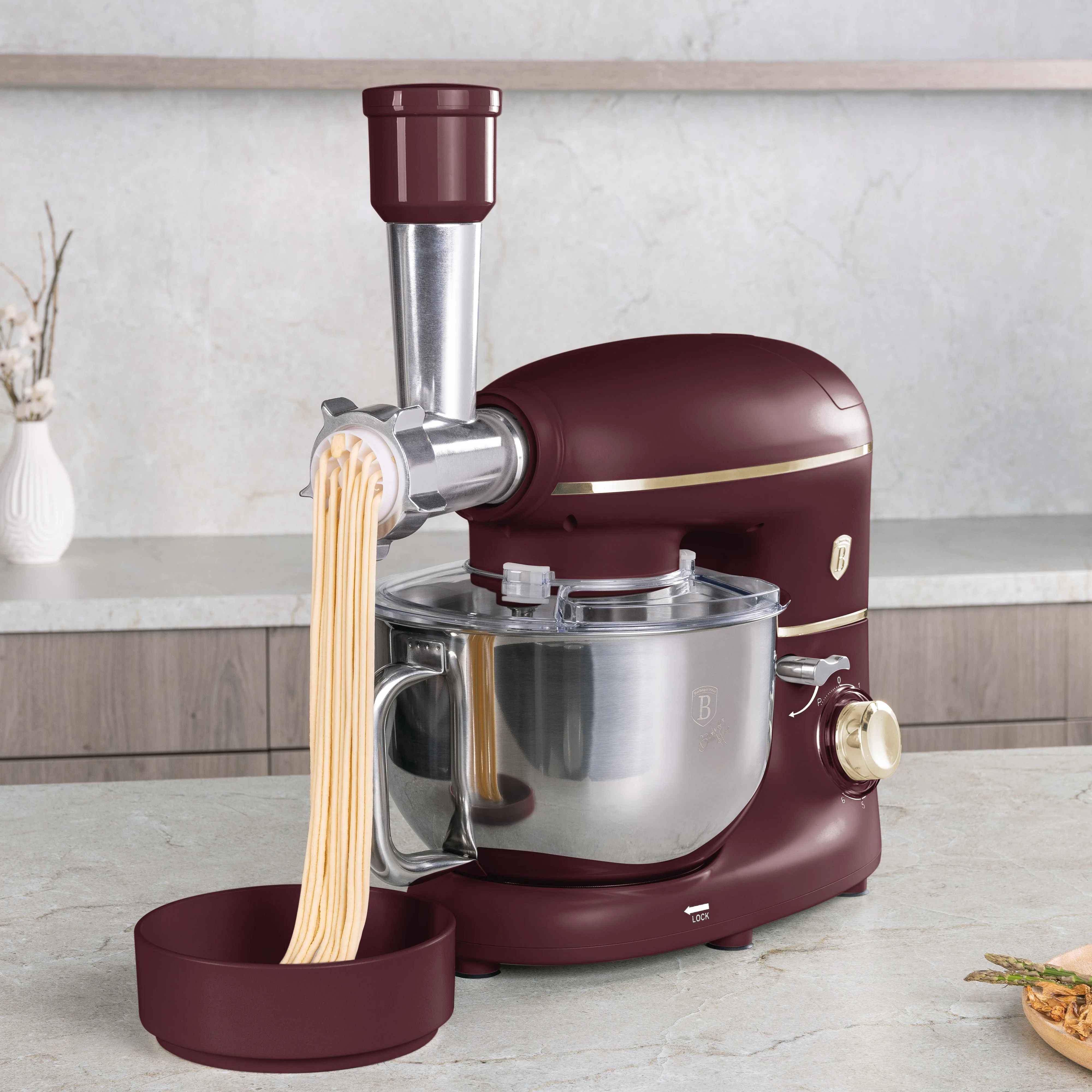 Mixer Multifuncțional 4 în 1 cu Bol din Inox (5,5 L), Negru-Rose Gold — 4