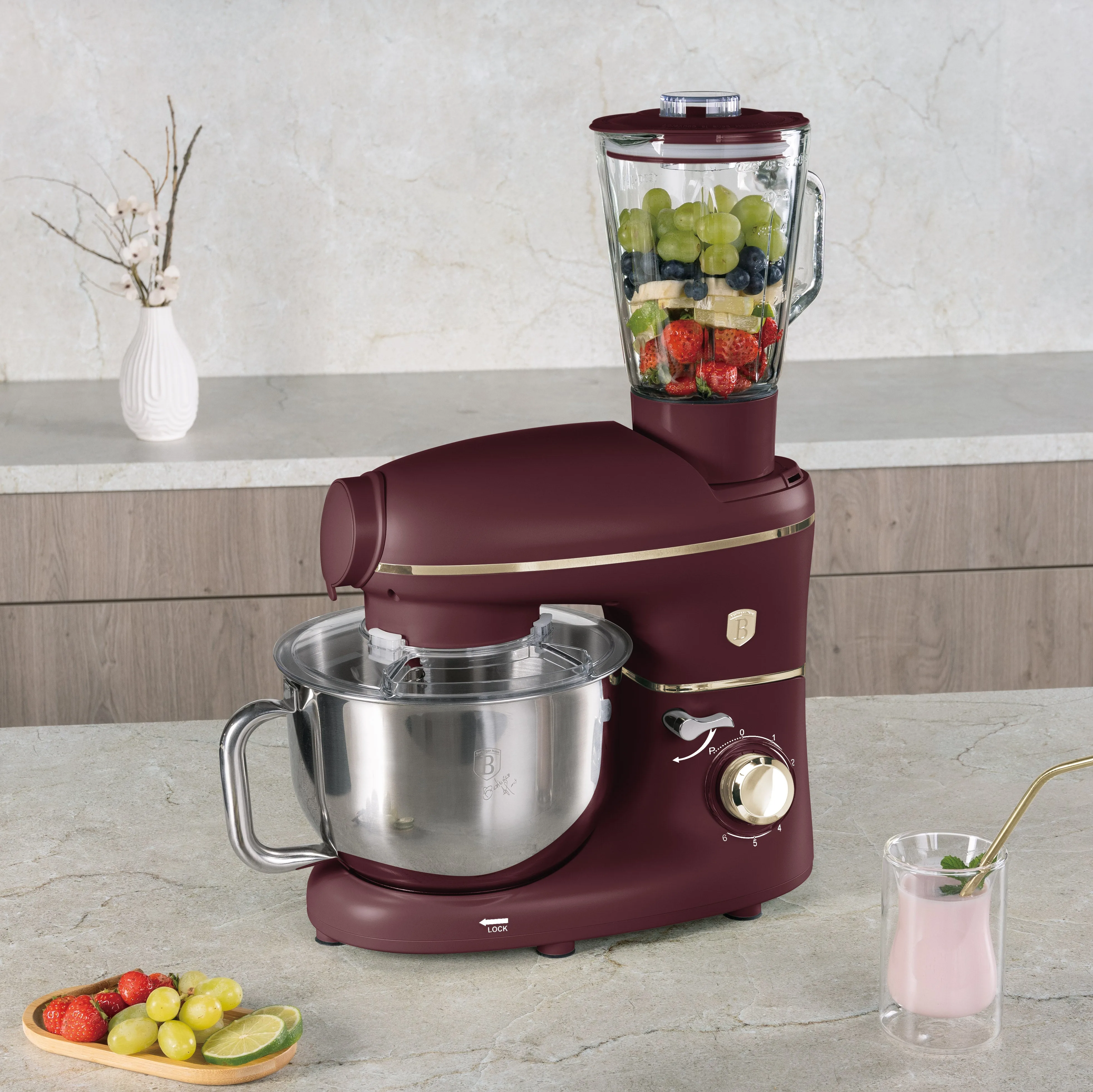 Mixer Multifuncțional 4 în 1 cu Bol din Inox (5,5 L), Negru-Rose Gold — 6